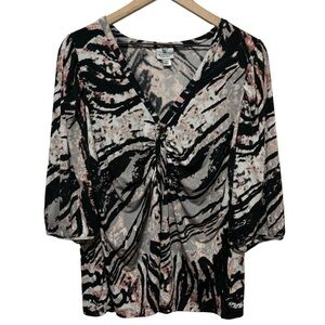 Worthington Woman Stretch V-Neck Top 3/4 Sleeve Woman's Size 1X